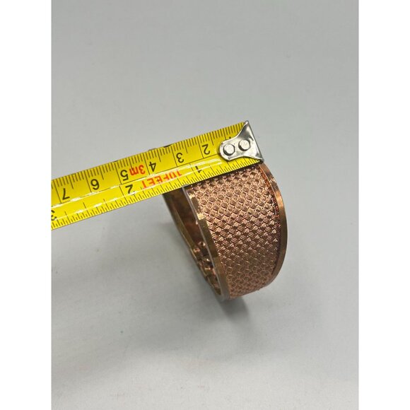 Vintage Genuine Copper Bangle Statement Clamper Bracelet Textured Wide Design - Picture 9 of 9